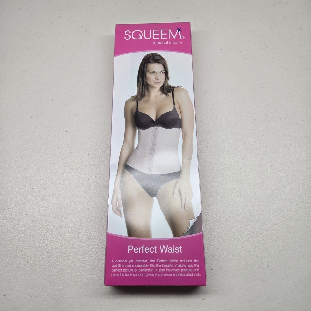 Squeem Women Girdle Small Black Perfect Waist Corset Latex NWT